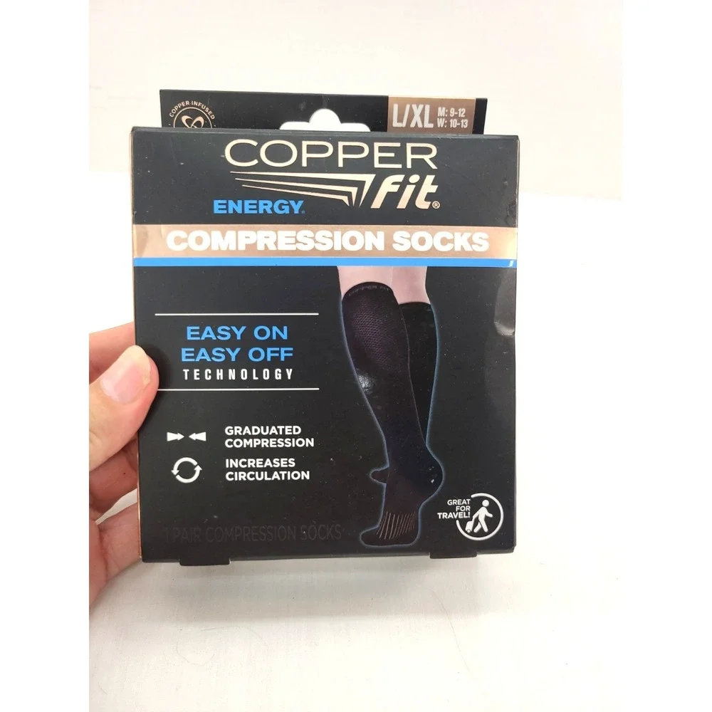 Copper Fit Energy Compression Socks Graduated Compression, Copper Infused L/XL